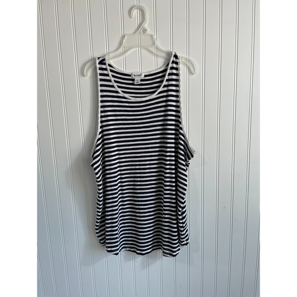 Old Navy Women's‎ Large Navy White Stripe Round Neck Tank Top Summer - Picture 1 of 6